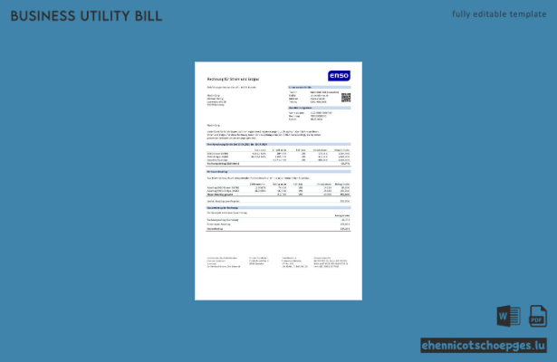 Germany ENSO rechnung fur strom und erdgas business utility bill sample preview